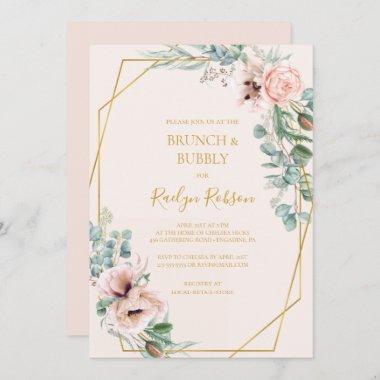 Blush Floral | Pastel Brunch and Bubbly Shower Invitations