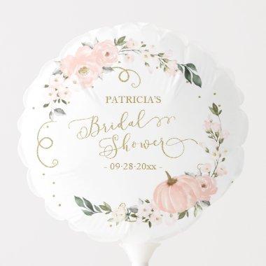 Blush Floral Pink Pumpkin Fall Bridal Shower Balloon