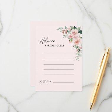 Blush Floral Pink Wedding Advice Card