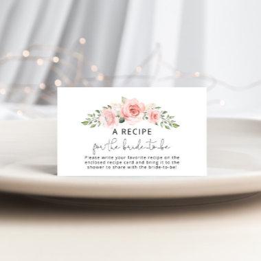 Blush floral Recipe for the bride to be Enclosure Invitations