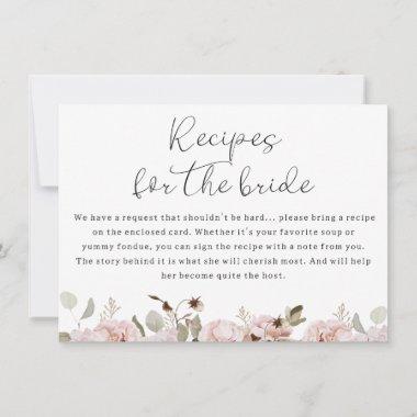 Blush Floral Recipes For Bride Bridal Shower Invitations