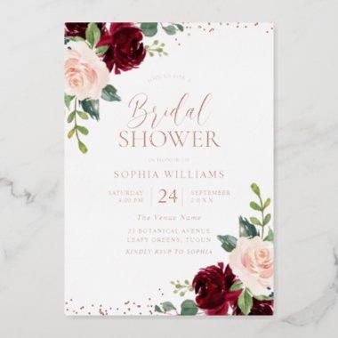 Blush Floral Rose Gold Foil Bridal Shower Foil Invitations