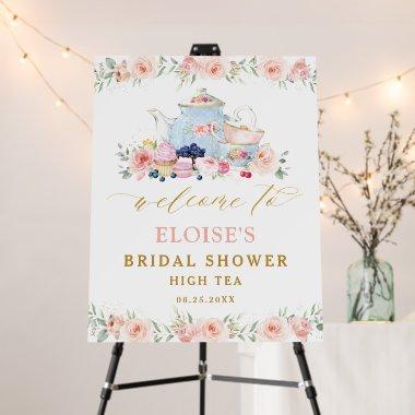 Blush Floral Tea Party Bridal Baby Shower Welcome Foam Board