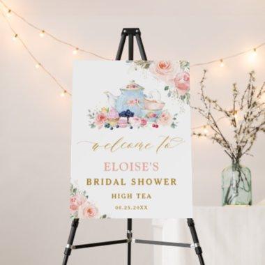 Blush Floral Tea Party Bridal Baby Shower Welcome Foam Board