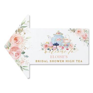 Blush Floral Tea Party Bridal Baby Shower Welcome Sign