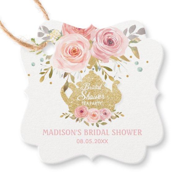 Blush Floral Tea Party Bridal Shower Thank You Favor Tags