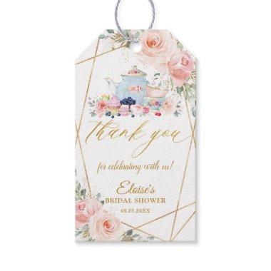 Blush Floral Tea Party Geometric Bridal Shower Gift Tags