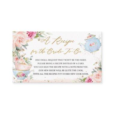 Blush Floral Tea Party Recipe for the Bride to Be Enclosure Invitations