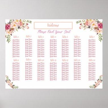 Blush Floral Watercolor Seating Chart