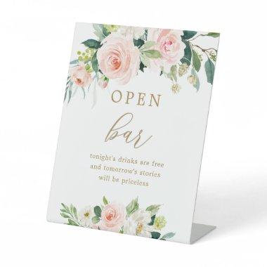 Blush Floral Wedding Open Bar Sign