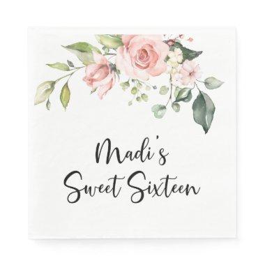 Blush Floral Wedding Paper Napkins