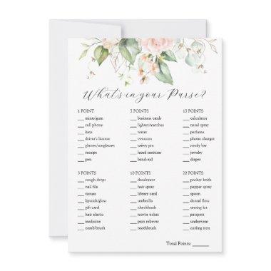 Blush Floral What's in Your Purse Bridal Game