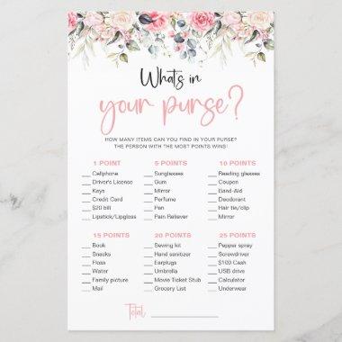 Blush Floral | What's In Your Purse Game Invitations
