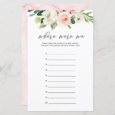 Blush Floral Where Were We Guess Game Invitations