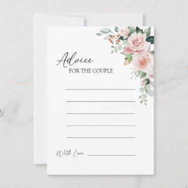 Blush Floral White Wedding Advice Card