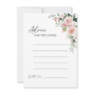 Blush Floral White Wedding Advice Card