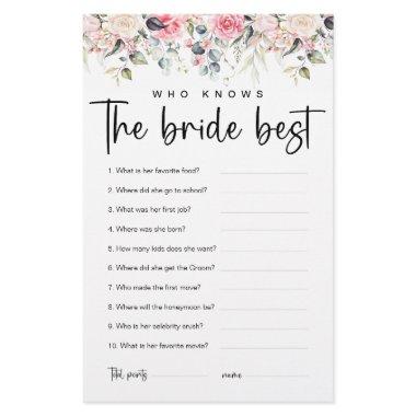 Blush Floral | Who Knows The Bride Best Game