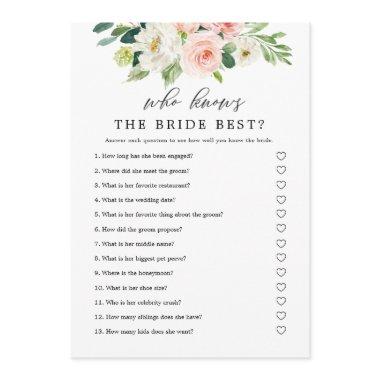 Blush Floral Who Knows The Bride Game Printable