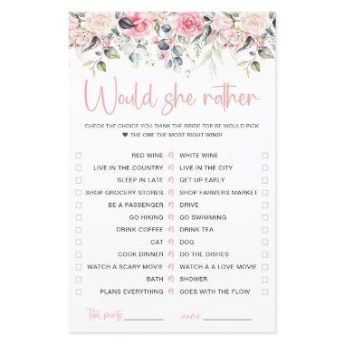 Blush Floral | Would She Rather Game Invitations