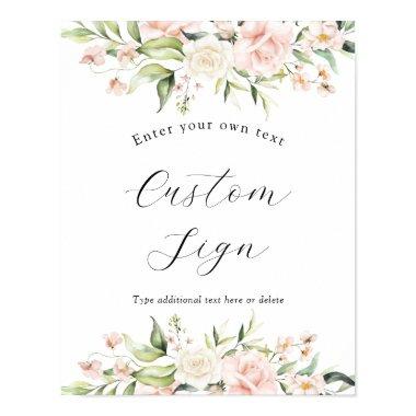 Blush Florals and Greenery Custom Text Sign
