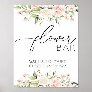 Blush Florals and Greenery Flower Bar Sign