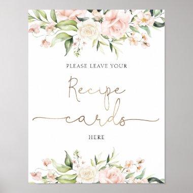 Blush Florals and Greenery Recipe Invitations Sign