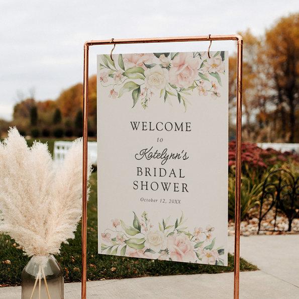 Blush Florals Bridal Shower Welcome Sign