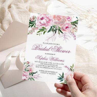 Blush Flowers Bridal Shower Invitations