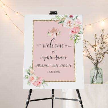 Blush Flowers Gold Frame Bridal Tea Party Welcome Foam Board