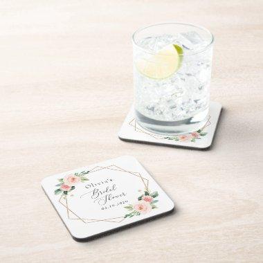Blush Flowers, Pink Flowers, Boho,  Beverage Coaster