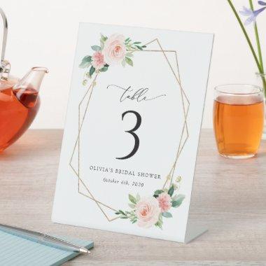 Blush Flowers, Pink Flowers, Boho, Table Numbers Pedestal Sign