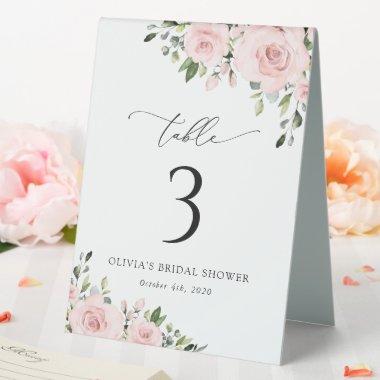 Blush Flowers, Pink Flowers, Boho, Table Numbers Table Tent Sign