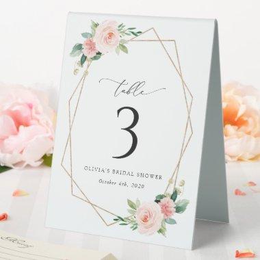 Blush Flowers, Pink Flowers, Boho, Table Numbers Table Tent Sign