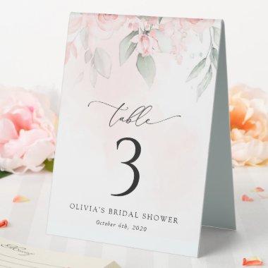 Blush Flowers, Pink Flowers, Boho, Table Numbers Table Tent Sign