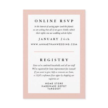 Blush Frame Wedding RSVP and Registry Enclosure