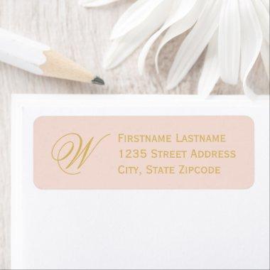 Blush Gold Elegant Script Monogram Return Address Label