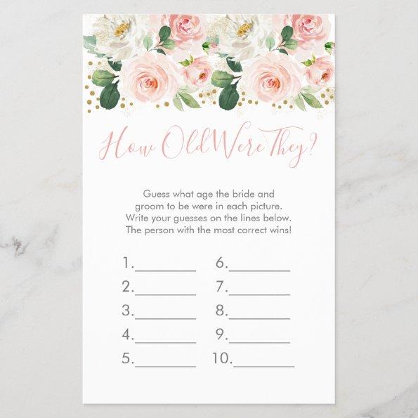 Blush Gold Floral How Old Were They Bridal Game