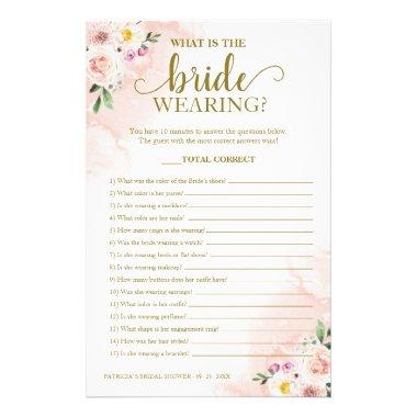 Blush Gold Floral What Is The Bride Wearing Game Flyer