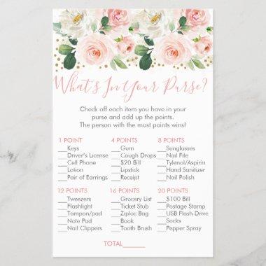 Blush Gold Floral What's In Your Purse Bridal Game
