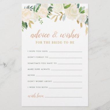Blush Gold Green Floral Bride Advice and Wishes