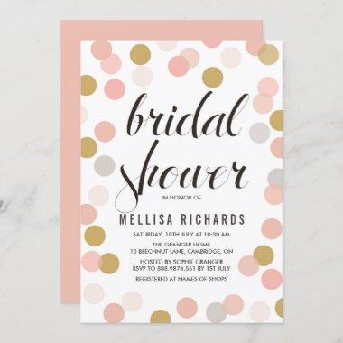 Blush & Gold Polka Dots Bridal Shower Invitations