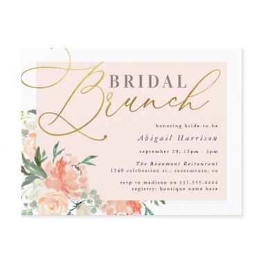 Blush & Gold Script Floral Bridal Brunch Invitation PostInvitations