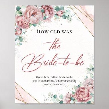 Blush greenery gold How old was the Bride-to-be Poster