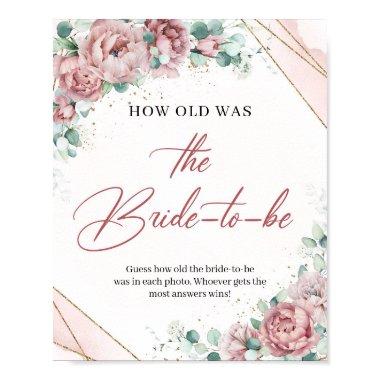 Blush greenery gold How old was the Bride-to-be Poster