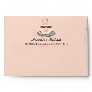 Blush Heart Coffee Cup Wedding Envelope