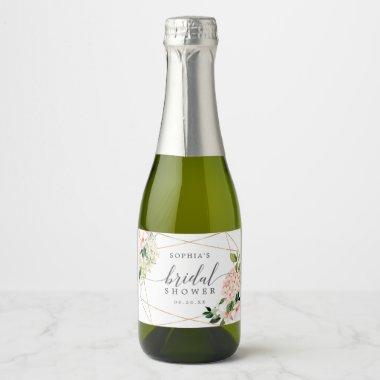 Blush Hydrangea Bridal Shower Sparkling Wine Label