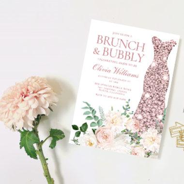 Blush Ivory Elegant Bridal Shower Brunch & Bubbly Invitations