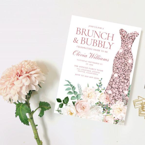 Blush Ivory Elegant Bridal Shower Brunch & Bubbly Invitations