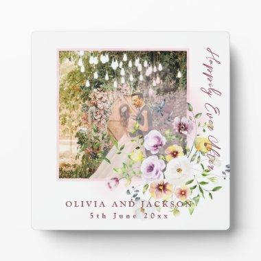 Blush Lavender Purple Floral Happily Ever After Plaque