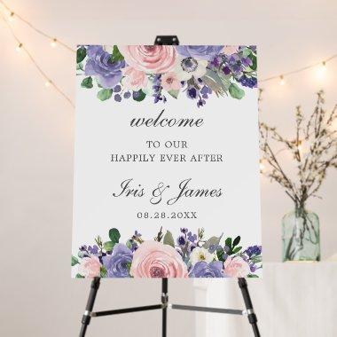 Blush Lavender Purple Floral Wedding Welcome Foam Board